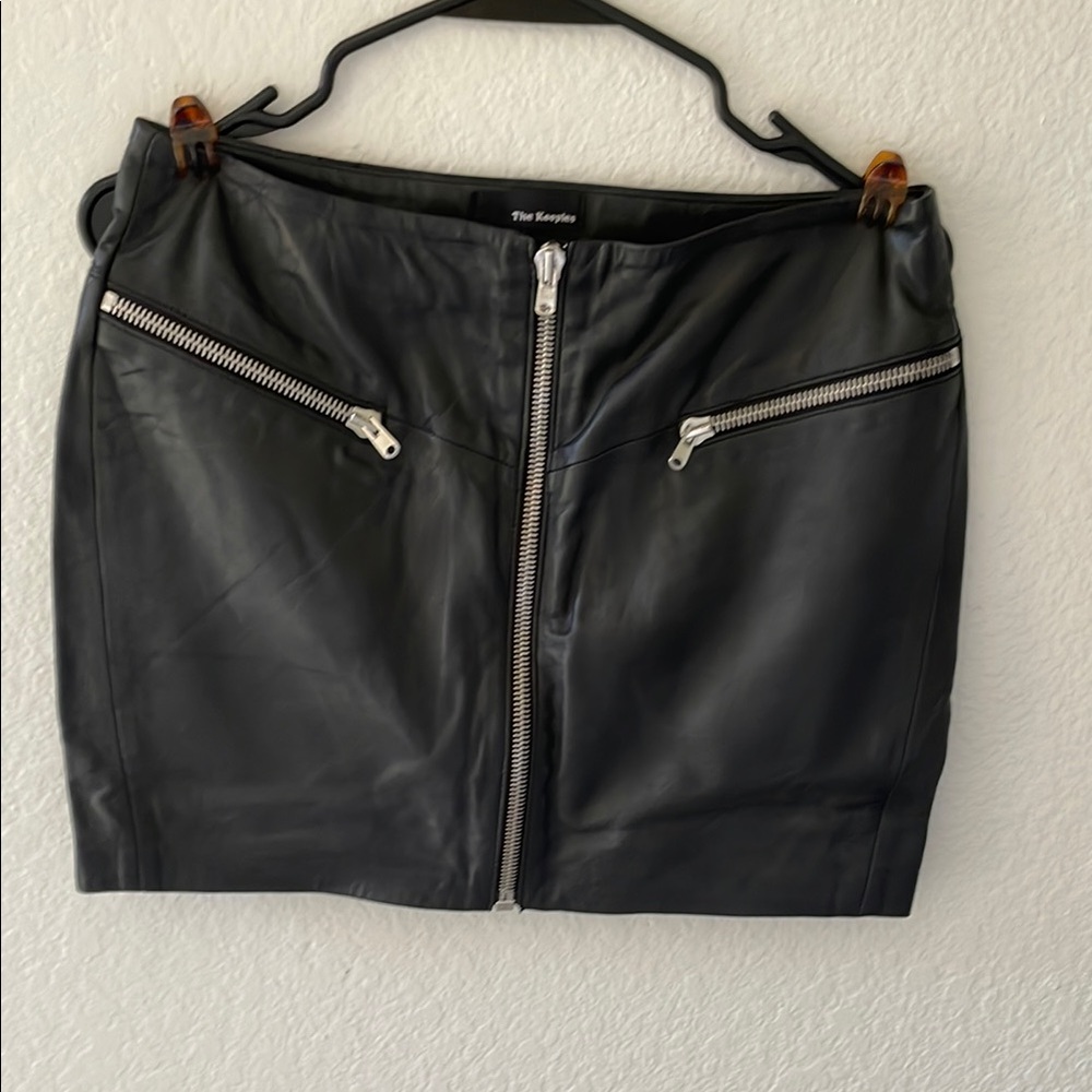 The Kooples Black Pencil Mini Skirt with Silver Accents